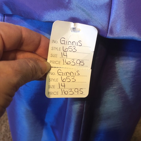 Ladies Long Blue Taffeta Dress - Picture 5 of 5